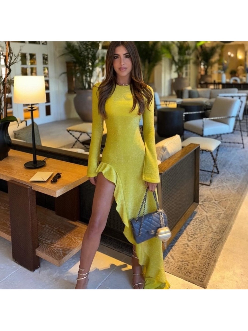 Delfi Collective Rosalia metallic Dress XS in Citrine metallic